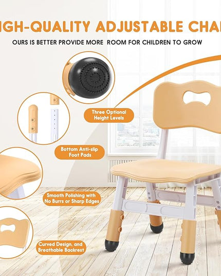 kids chair adjustable height Children chairs suitable for Children age 2-8 with foot covers for home classroom kindergarten and children's venues two-pack - LeafyLoom