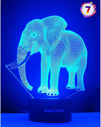Elephant 3D Lamp Toys for Boys Girls Room, Night Light Bedside Decor Gifts for Kids Baby, 7 Colors Changing Nightlight with Smart Control - LeafyLoom