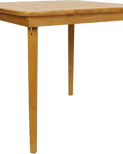 MECO STAKMORE Straight Edge Folding Card Table Oak Finish STAKMORE Arts and Craft Folding Chair Oak Finish, Set of 2, Wood - LeafyLoom