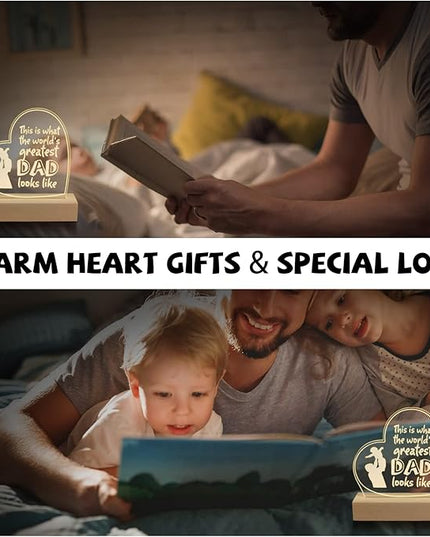 Wood LED Display Base with Acrylic Sheet, Dad Gifts from Daughter Son LED Acrylic Light Base Wood Display LED Stand - LeafyLoom