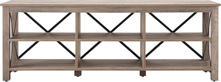 Henn&Hart Rectangular TV Stand for TV's up to 80" in Gray Oak, Electric Fireplace TV Stands for the Living Room - LeafyLoom