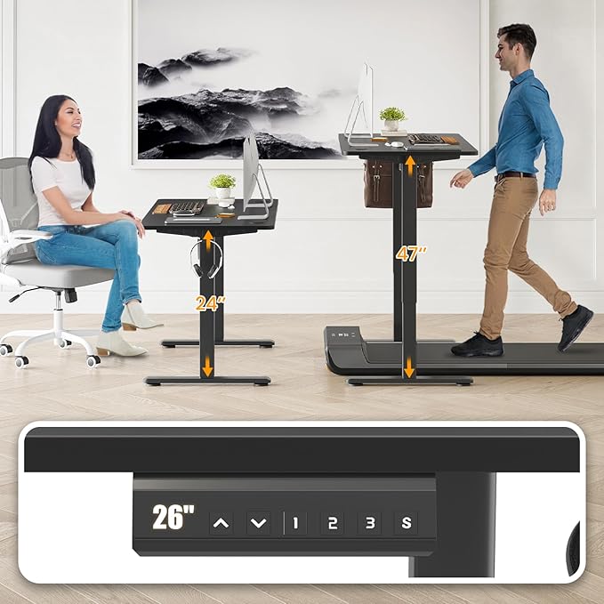 STARY Electric Memory Preset 55 x 24 Inches Adjustable Height Computer Workstation Sit Stand Home Office Desk with Splice Board, 5524, Black Desktop/Black Frame - LeafyLoom