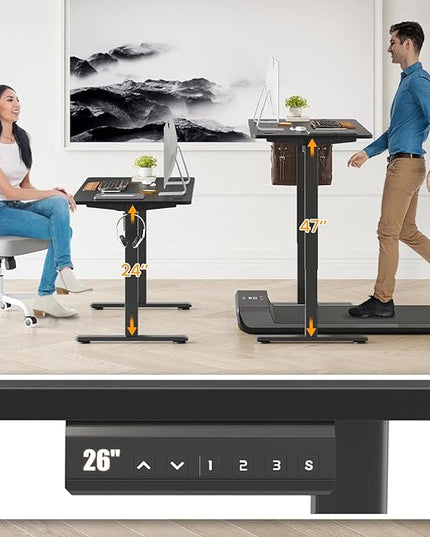 STARY Electric Memory Preset 40 x 24 Inches Adjustable Height Computer Workstation Sit Stand Home Office Desk with Splice Board, 4024, Black Desktop/Black Frame - LeafyLoom