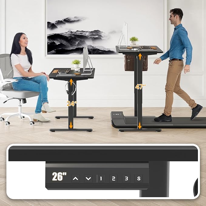 STARY Electric Memory Preset 40 x 24 Inches Adjustable Height Computer Workstation Sit Stand Home Office Desk with Splice Board, 4024, Black Desktop/Black Frame - LeafyLoom