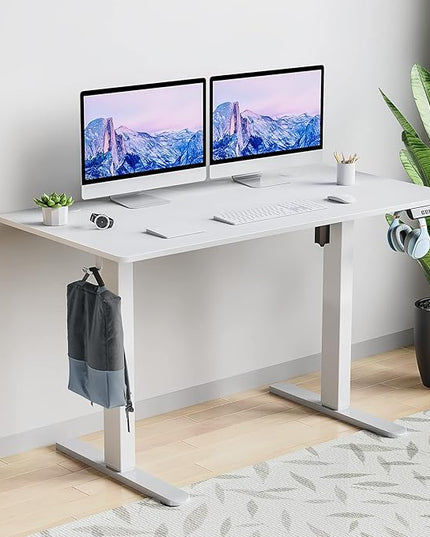 Sweetcrispy Electric Standing Desk, 48 x 24in Adjustable Height Electric Stand up Desk Standing Computer Desk Home Office Desk Ergonomic Workstation with 3 Memory Controller, White - LeafyLoom