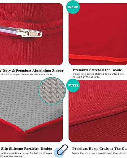 ClawsCover 14Pack Outdoor Seat and Back Cushions Replacement Covers Fit for 7Pieces 6-Seater Wicker Rattan Patio Furniture Set Sectional Couch Chair,Red-Include Cover Only (Small) - LeafyLoom