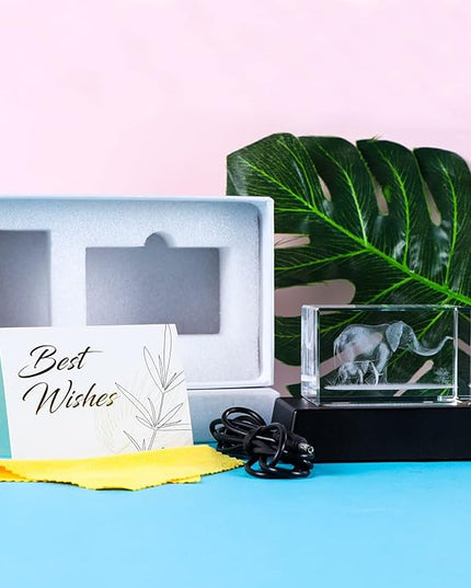 Elephant Gifts For Women Decorations For Home, 3D Crystal Elephant Decor Stuff Figurines Statue Gift For Elephant Lovers mom grandma birthday gifts for mom from daughters son unique gift ideas - LeafyLoom