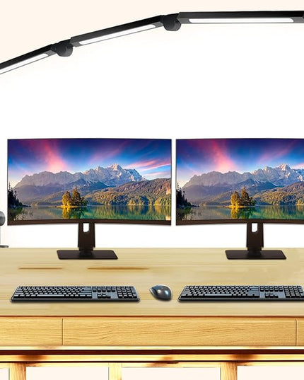 LED Desk Lamp with Clip, Multi-Angle Flexible 4-Segment 3-Light Source Office Desk Lamp, Clip-on Eye-Care 4 Color Temperature Modes&5 Brightness, Table Lamp for Home Office Studio Study Nail - LeafyLoom