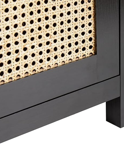 Walker Edison Boho Arched Rattan 2-Door Sideboard, 58 Inch, Black - LeafyLoom