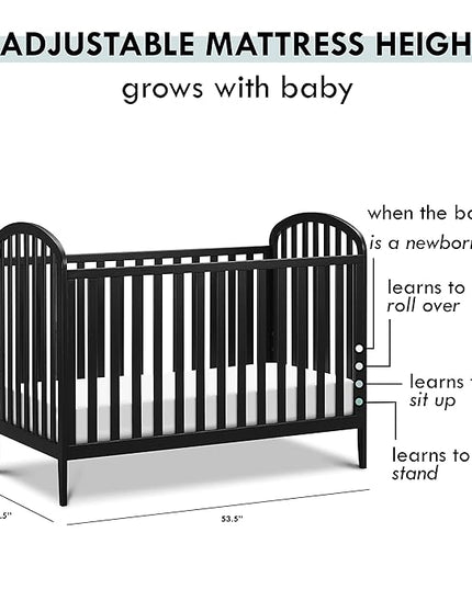 DaVinci Beau 3-in-1 Convertible Crib in Ebony, Greenguard Gold Certified - LeafyLoom