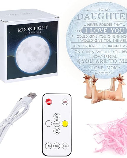 Mother's Day Birthday Gifts for Daughter from Mom, Engraved 3D Night Light with Touch Control Brightness, Christmas Wedding Gift for Daughter - LeafyLoom