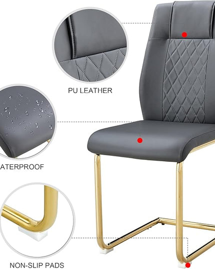 NicBex Haerin-SD-00307-LWJ Dining Chairs, 16"x19"x38", Gray and Gold - LeafyLoom