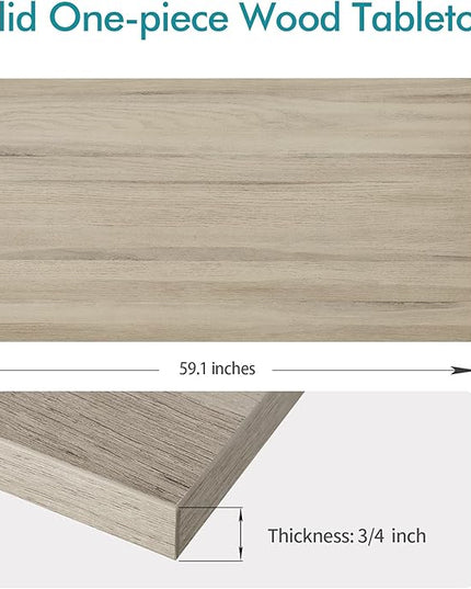 Kaboon Universal Tabletop 59.1"x23.62", Solid One-Piece Melamine Table Top, Double Desk L-Desk DIY, Home and Office Countertop, Oak - LeafyLoom