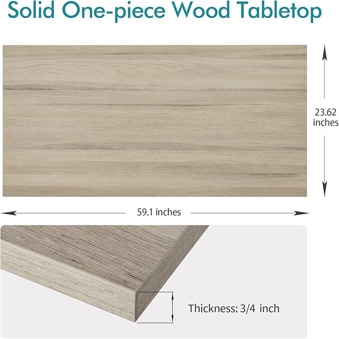 Kaboon Universal Tabletop 59.1"x23.62", Solid One-Piece Melamine Table Top, Double Desk L-Desk DIY, Home and Office Countertop, Oak - LeafyLoom