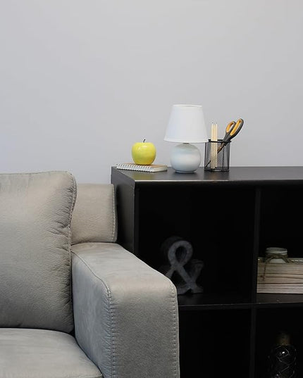 Simple Designs LT2008-OFF Mini Ceramic Globe Table Lamp, Off White - LeafyLoom