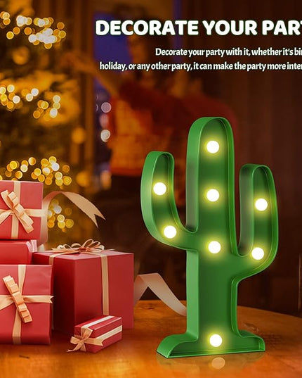 Green Cactus Decor, Mexican Party Decorations, Battery Powered Cactus Night Light for Kids, Western Decor, Kids Room Decor, Fiesta Party Decorations, Cinco De Mayo Party Decorations - LeafyLoom