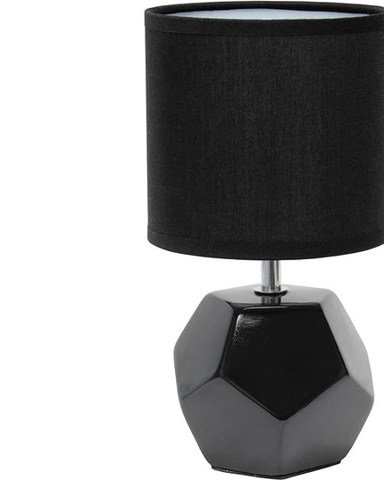 Simple Designs LT2065-WHT Round Prism Mini Table Lamp with Matching Fabric Shade, White (Pack of 24) - LeafyLoom