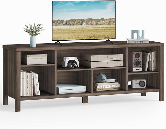 VASAGLE TV Stand for TVs up to 70 Inches, Entertainment Center with Storage Shelves, TV Console Table, Easy to Assemble, TV Cabinet for Living Room, Bedroom, Chestnut Brown ULTV114K01 - LeafyLoom