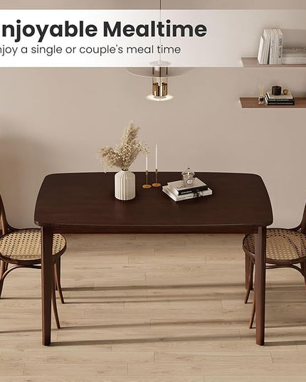 KKL Malaysian Oak Dining Table, 47" Kitchen Table for 2, Mid Century Modern Wood Dining Table, Easy Assembly, Coffee - LeafyLoom