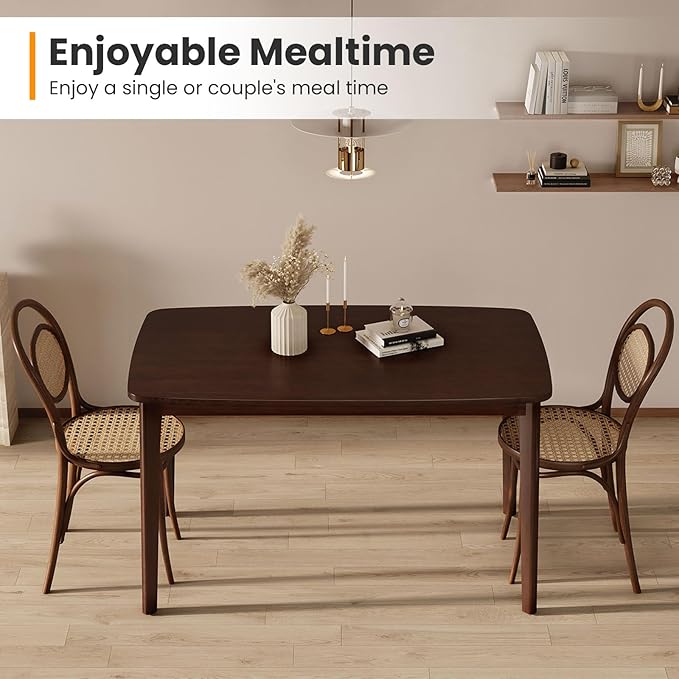 KKL Malaysian Oak Dining Table, 47" Kitchen Table for 2, Mid Century Modern Wood Dining Table, Easy Assembly, Coffee - LeafyLoom