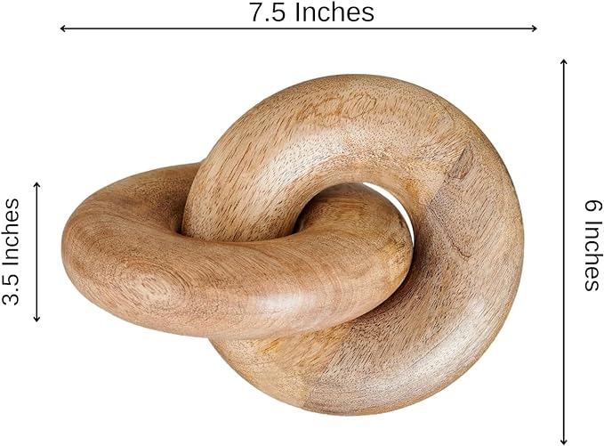 Wood Knot Decorative Chain, Rustic Wood Link Decorative Object Large Wooden Chain for Home Living Room Coffee Table Farmhouse Natural Wood 7.5 X 6 X 3.5 Inches - LeafyLoom
