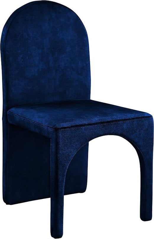 Meridian Furniture Summer Collection Modern | Contemporary Velvet Upholstered Dining Side Chair with Steel Frame, Set of 2, Navy - LeafyLoom