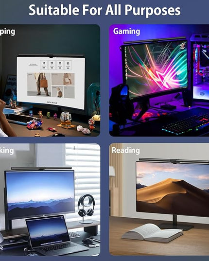 OOWOLF 20.1" Monitor Light Bar with Remote Control, with Backlight, CRI≥98 Dimmable Desk Lamp 3 Color LED Monitor Light Bar, Neutralize Blue-ray Computer Monitor Lamp for Eyes-Care, E-Reading - LeafyLoom