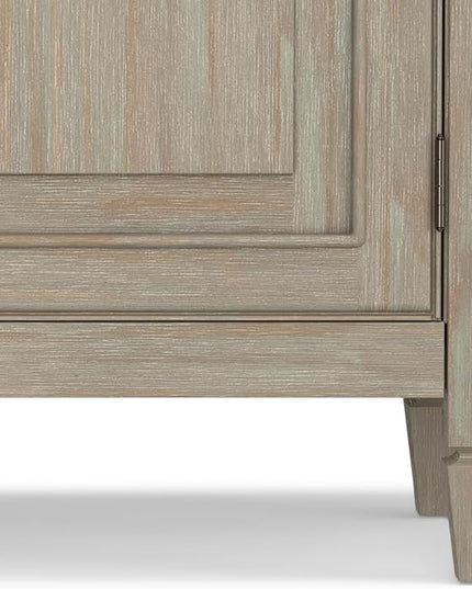 SIMPLIHOME Connaught SOLID WOOD 40 Inch Wide Traditional Entryway Storage Cabinet in Distressed Grey, For the Living Room, Entryway and Family Room - LeafyLoom