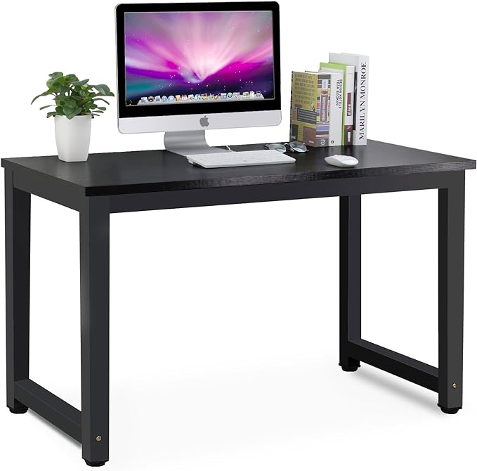 Tribesigns Computer Desk, 47 inch Modern Simple Office Desk Computer Table Study Writing Desk for Home Office, White - LeafyLoom