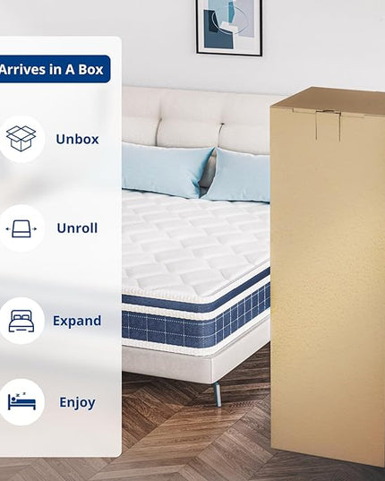 Queen Mattress,10 Inch Hybrid Mattress in a Box, Gel Memory Foam Mattress, Individually Wrapped Pocket Coils Innerspring Mattress, Motion Isolation, Medium Firm, Soft & Breathable Knitted Fabric - LeafyLoom