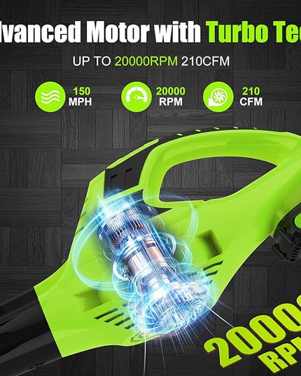 Leaf Blower Cordless, 21V Handheld Electric Leaf Blower with Battery and Charger, Lightweight Battery Powered Leaf Blowers for Lawn Care,Patio,Yard,Sidewalk - LeafyLoom