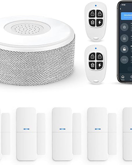 WiFi Door Alarm System, Wireless DIY Smart Home Security System, with Phone APP Alert, 8 Pieces-Kit (Alarm Siren, Door Window Sensor, Remote), Work with Alexa, for House, Apartment, by tolviviov tolviviovDirect