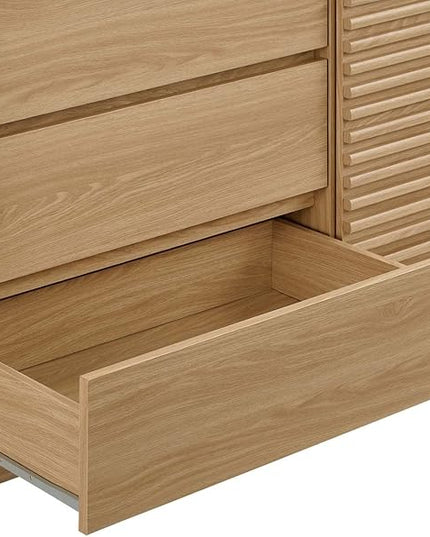Modway Render 63" Mid-Century Modern Sideboard Buffet Table or TV Stand in Oak - LeafyLoom