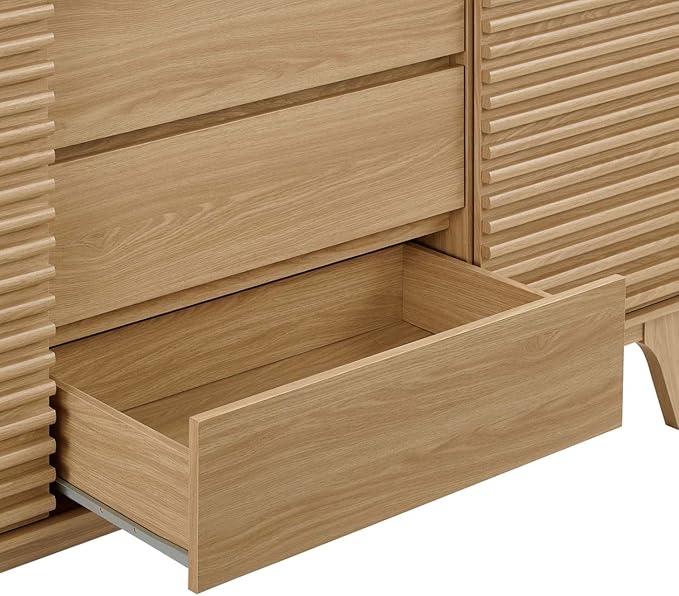 Modway Render 63" Mid-Century Modern Sideboard Buffet Table or TV Stand in Oak - LeafyLoom