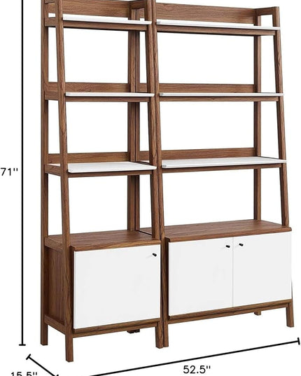 Modway Bookshelf Display Cases in Walnut White - Set of 2 - LeafyLoom