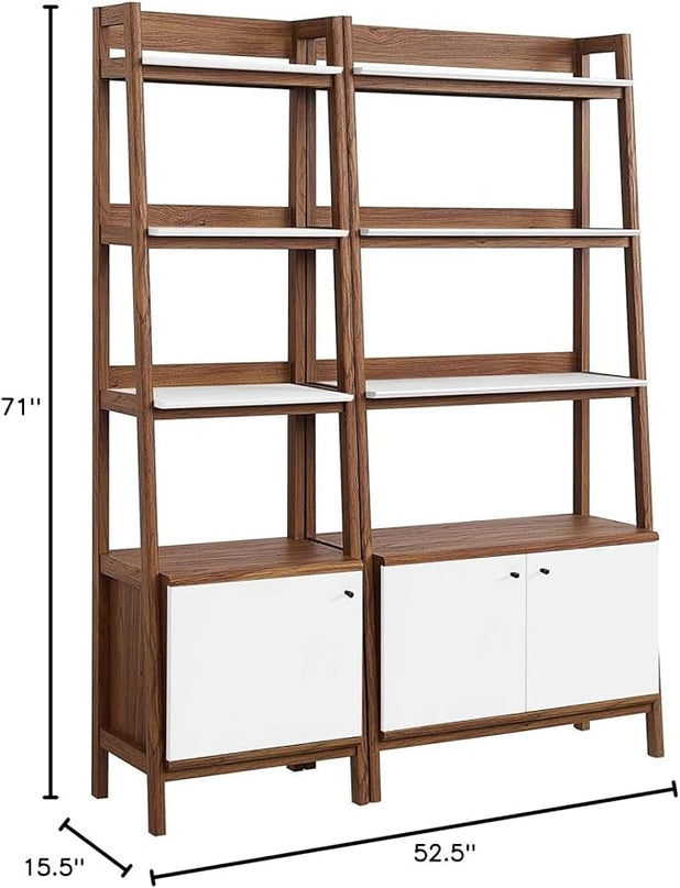 Modway Bookshelf Display Cases in Walnut White - Set of 2 - LeafyLoom