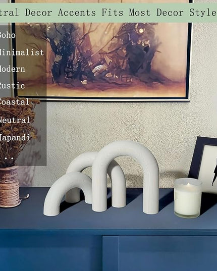 3Pcs Wood Arch Decor Accents - Decorative Home Table Arch, Modern Boho Minimalist Coffee Table Bookshelf Living Room Entryway Aesthetic Decorations Objects - LeafyLoom