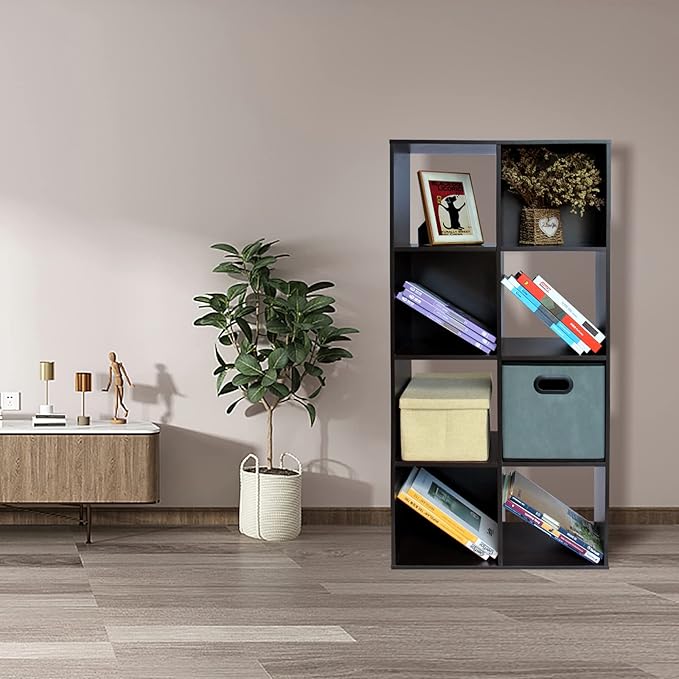 PACHIRA E-Commerce US 8 Cube Storage Organizer, Unit Shelf, Wooden Closet Cabinet, Bookshelf Rack in Study, each cube11.22, DARK BROWN - LeafyLoom