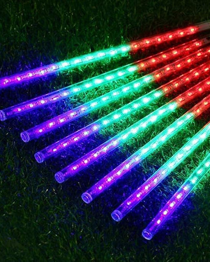 Meteor Shower Lights UL Certified 192 LED Falling Rain Lights with 30cm 8 Tubes rain Drop Christmas Icicle Cascading Lights for Xmas Halloween Decorations Party Holiday Garden Tree,Multicolor Weepong