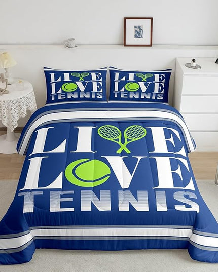 Feelyou Kids Tennis Comforter Set King Size Tennis Ball Bedding Set for Boys Girls Teens Bedroom Decor Ball Gaming Comforter Women Men Gift for Tennis Lover Duvet Set with 2 Pillow Case - LeafyLoom