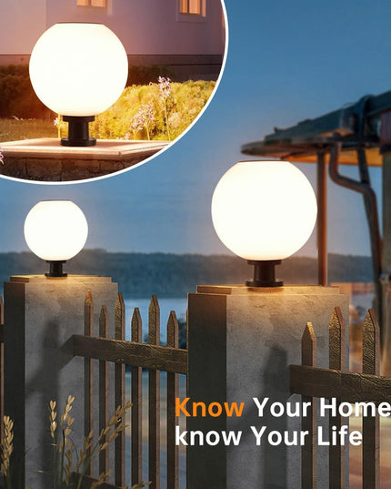 Solar Outdoor Column Lights - Aluminum Fence Pedestal Post Lamp Outdoor Vintage LED Globe Pillar Lights, IP65 Waterproof External Landscape Street Lighting Fixtures LeafyLoom