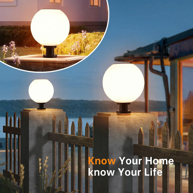 Solar Outdoor Column Lights - Aluminum Fence Pedestal Post Lamp Outdoor Vintage LED Globe Pillar Lights, IP65 Waterproof External Landscape Street Lighting Fixtures LeafyLoom