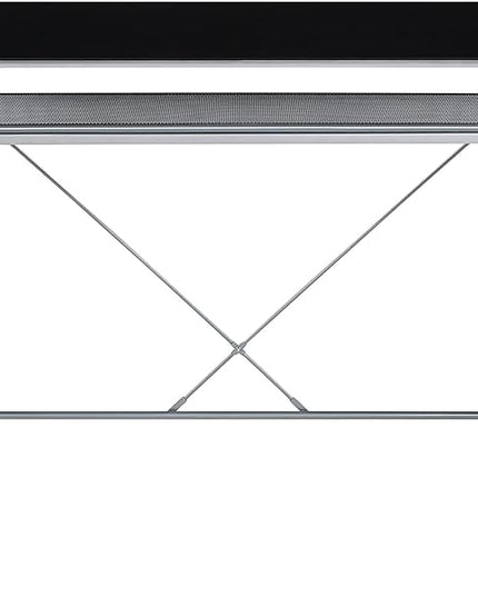 OSP Home Furnishings Zephyr Computer Desk with Keyboard Shelf and Tempered Glass Top, Black Glass and Silver Frame - LeafyLoom