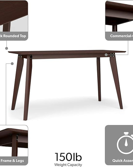 HON Basyx BSX55WPLMWMW Modern Home Office Wood Computer Desk, 55", Walnut - LeafyLoom