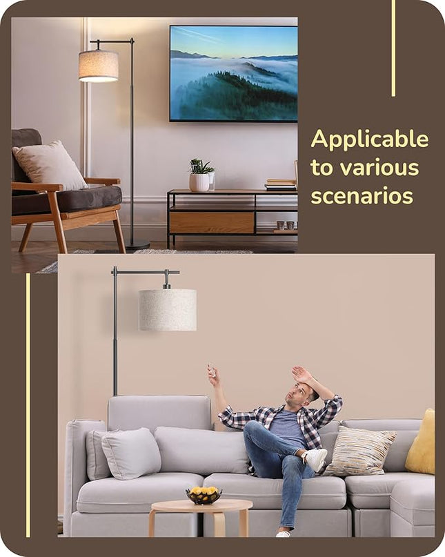 EDISHINE Dimmable Floor Lamp, 5 Color Temperature, Modern Standing Lamp with Remote Control & Beige Shade, E26 Socket, Arc Floor Lamp for Bedroom, Living Room, Office, LED Bulb Included - LeafyLoom