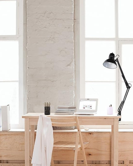 Globe Electric 12641 Architect 32" Swing-Arm Clamp-On Lamp, Black Architect, Finish, LED Bulb Included - LeafyLoom