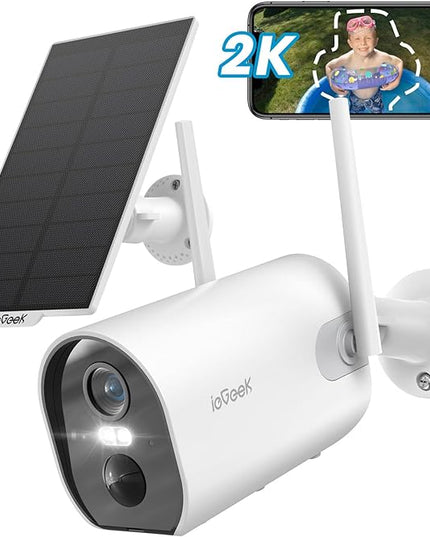 2K Solar Camera Security Outdoor with Spotlight & Siren, AI Detection Wireless Cameras for Home Security, 3MP Color Night Vision/2-Way Talk/Compatible with Alexa ieGeek