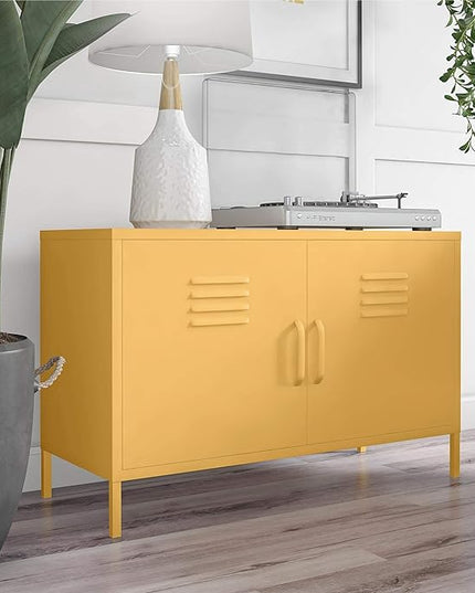 Novogratz Cache 2 Door Metal Locker Accent, Yellow Cabinet - LeafyLoom