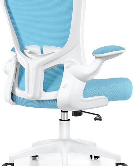Ergonomic Office Chair, Lumbar Support Desk Chair with Flip-up Armrest and Breathable Mesh, Height Adjustable Swivel Office Chair Blue - LeafyLoom