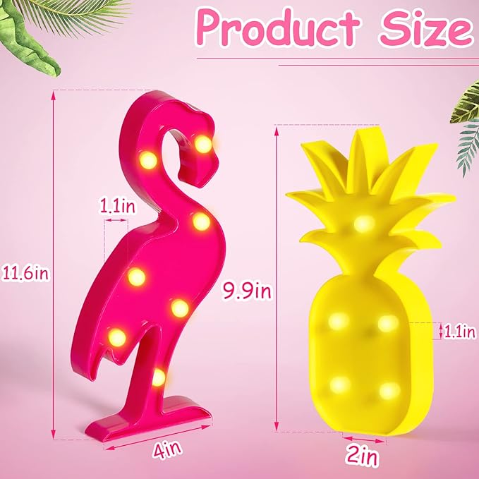 AceList Luau Party Decorations - Flamingos & Pineapple Lights - Tropical Hawaiian Themed Party Supplies - Birthday Decor for Wall, Table, & Centerpieces… - LeafyLoom